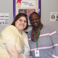 two women smiling
