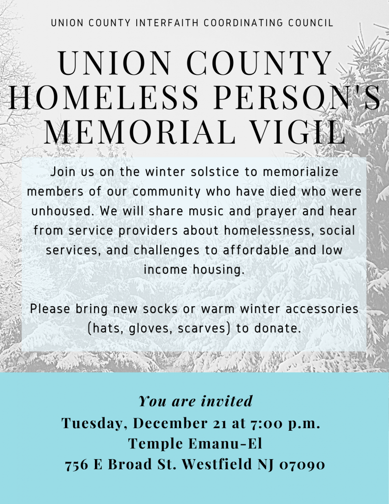 union county homeless memorial vigil